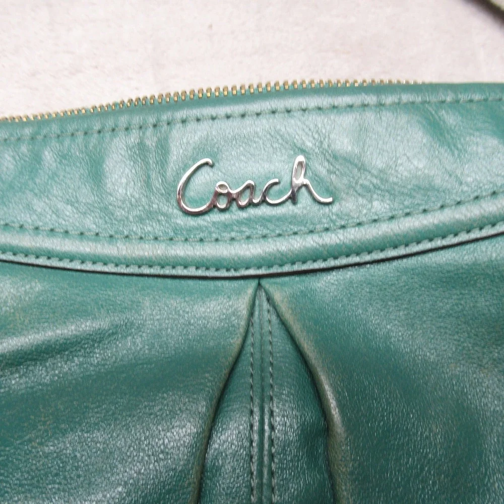 Coach Ashley Crossbody Bag Green Leather Detachable‎ Adjustable Strap Shoulder